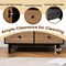 Mid Century Modern 4 Drawer Sideboard Buffet Cabinet with Door and Open Storage Shelf Natural Wood